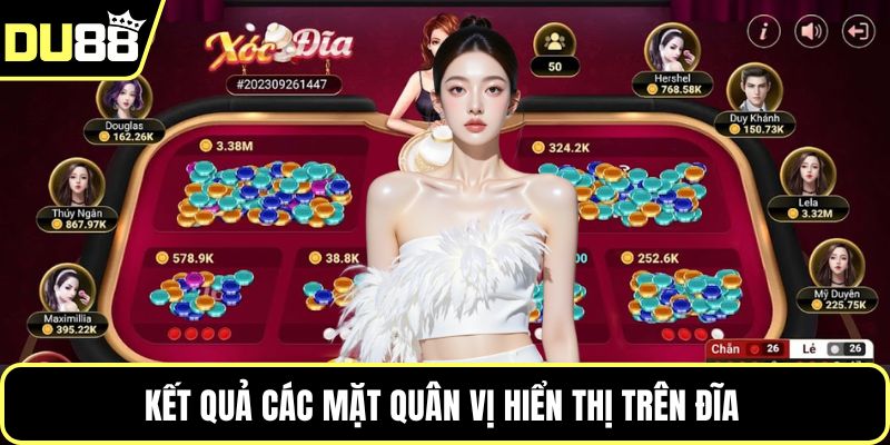 Kết quả các mặt quân vị hiển thị trên đĩa 